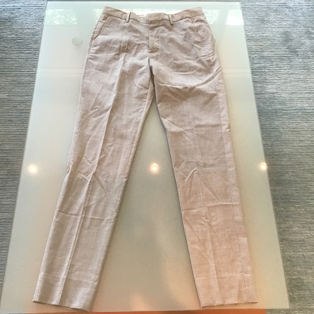 Bonobos Primatist Athletic Fit Marlane 100% Wool Dress Pants Tan‎ Check 31x34